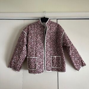 Woman s cropped floral print quilted jacket